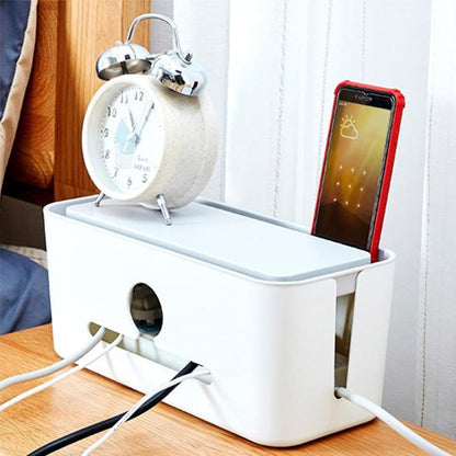 passe câble pour bureau boîte cache multiprise avec ouvertures latérales