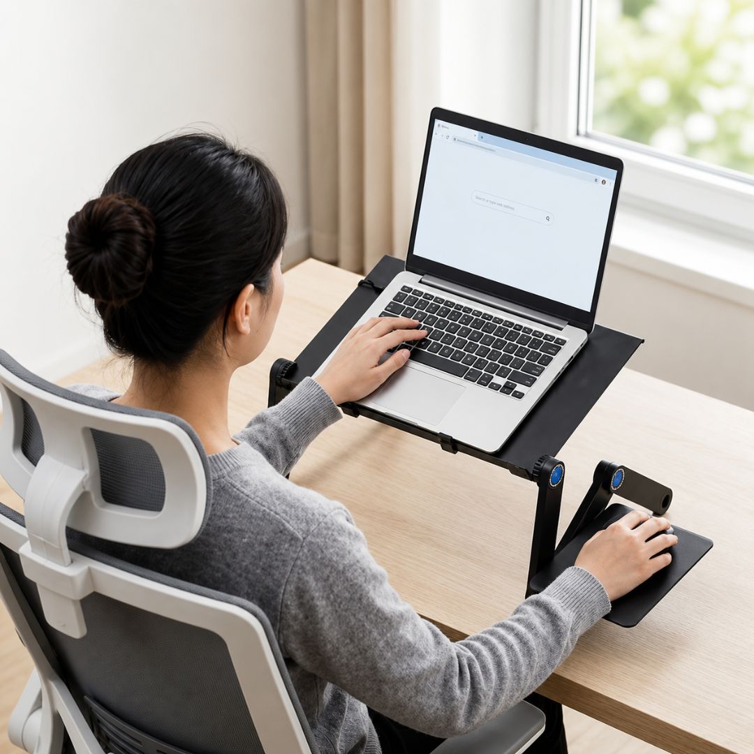 Support ordinateur ergonomique favorisant une meilleure posture de travail